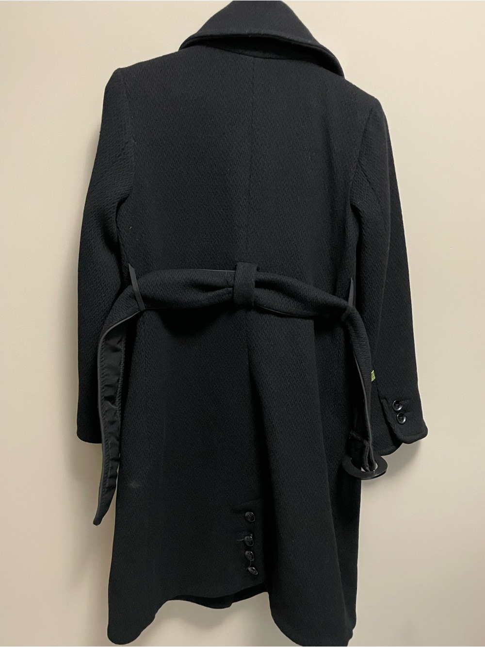 Soia & Kyo Black Belted Wool Coat Women’s Large - Picture 8 of 11
